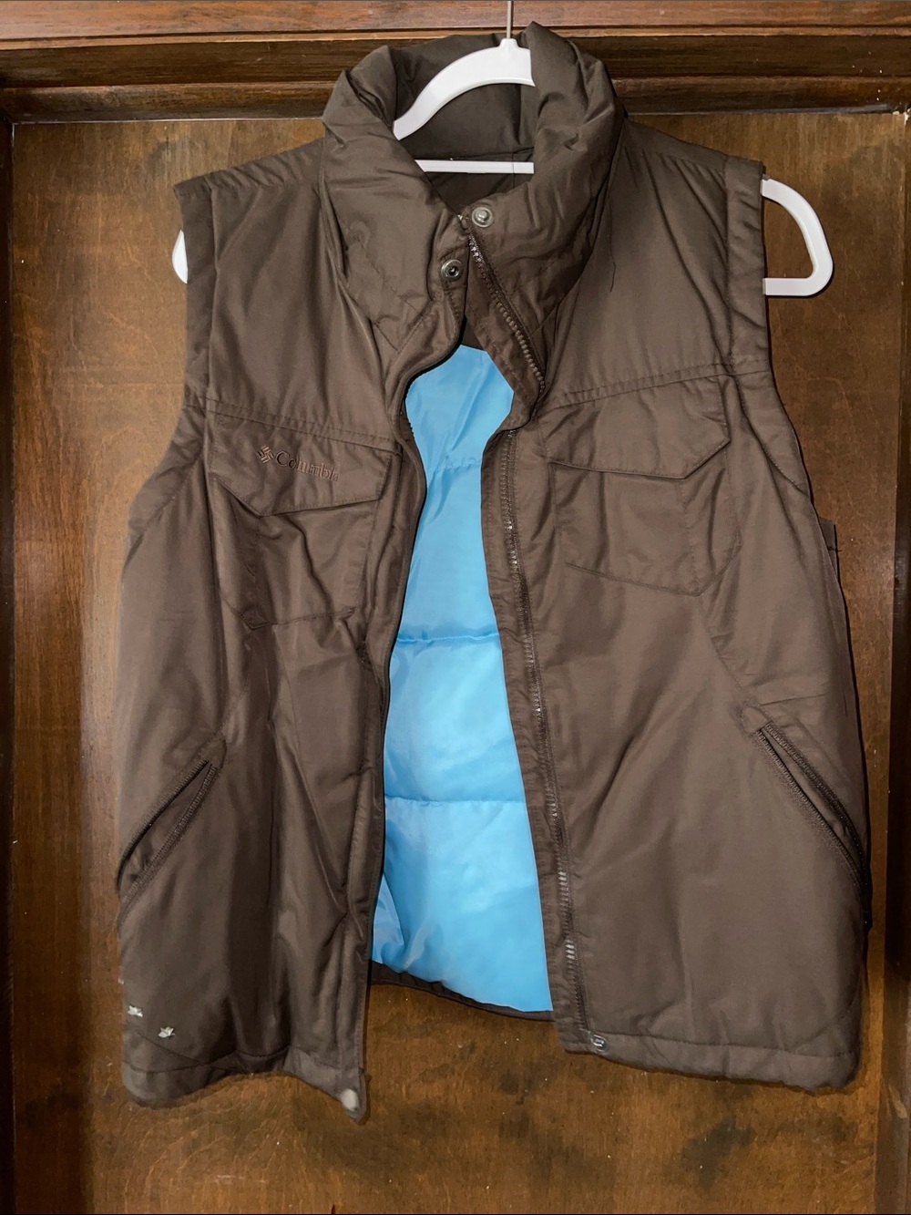 Columbia Brown Vest with Light Blue Interior